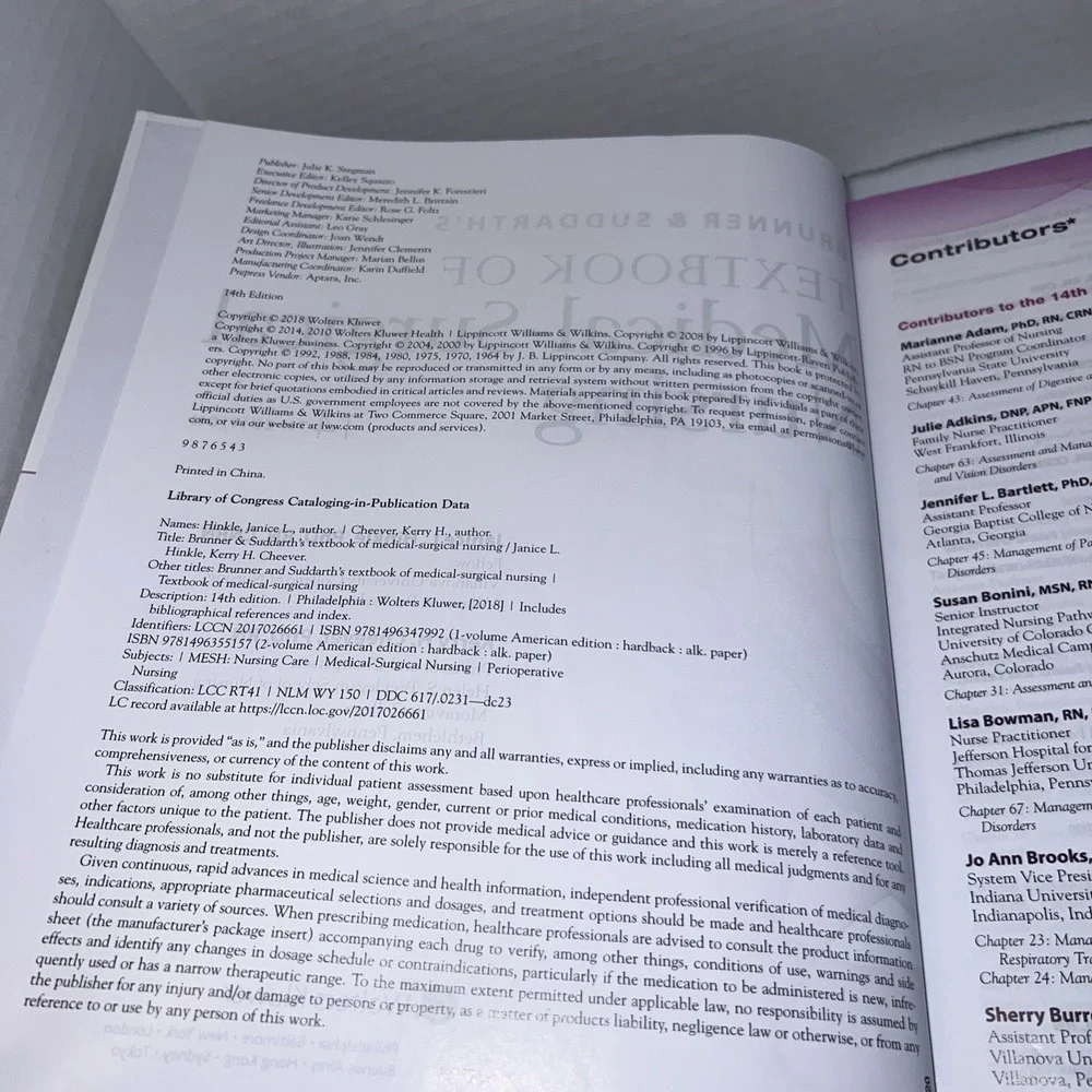 Brunner & Suddarth's Textbook Medical-Surgical nursing 14 Edition Volume 1 Only